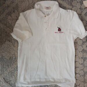 Gribble Vintage Ball State White Polo 100% cotton Excellent Condition